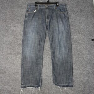 Levis 569 Loose Straight Jeans Mens 34x32 Blue Denim Faded Baggy Distressed